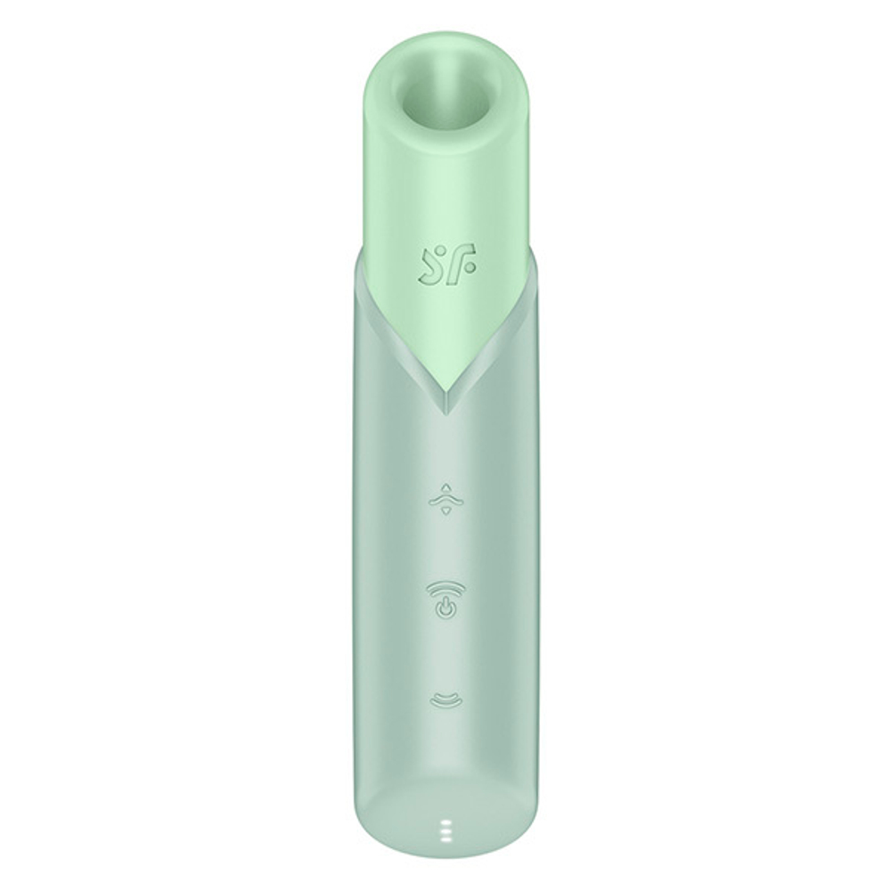 Зеленый вакуумный стимулятор 12см в виде губной помады Satisfyer Naughty Kiss 3D