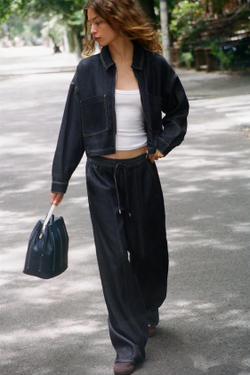 ZARA ДЖИНСЫ-ДЖОГГЕРЫ Z1975 WIDE-LEG С ВЫСОКОЙ ПОСАДКОЙ, СИНИЙ