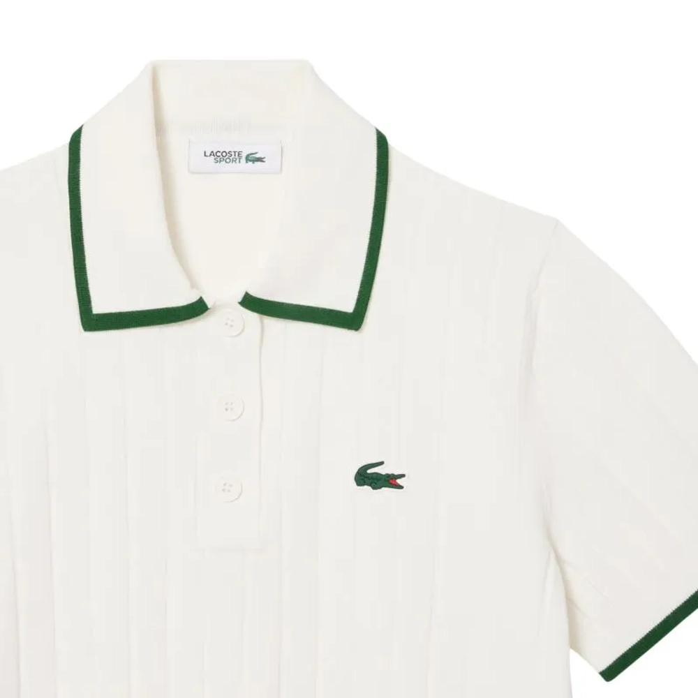 Женское поло Lacoste Short Sleeved Collar Golf Sweater - flour/green