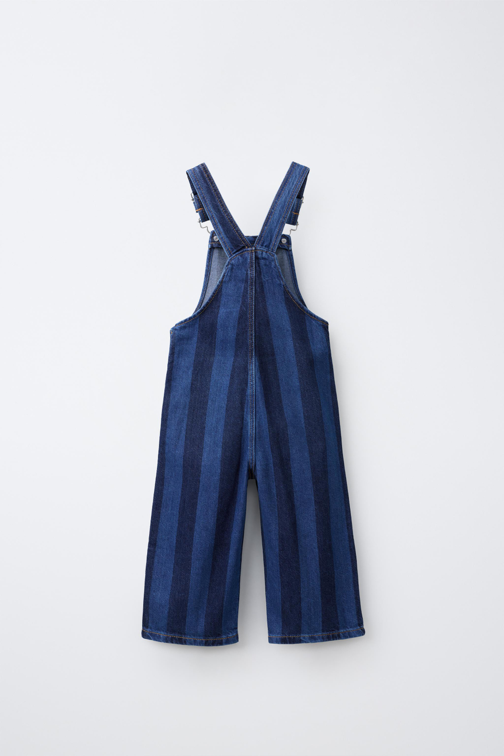 ZARA КОРОТКИЙ ДЖИНСОВЫЙ КОМБИНЕЗОН В ПОЛОСКУ С СЕРДЦАМИ, СИНИЙ