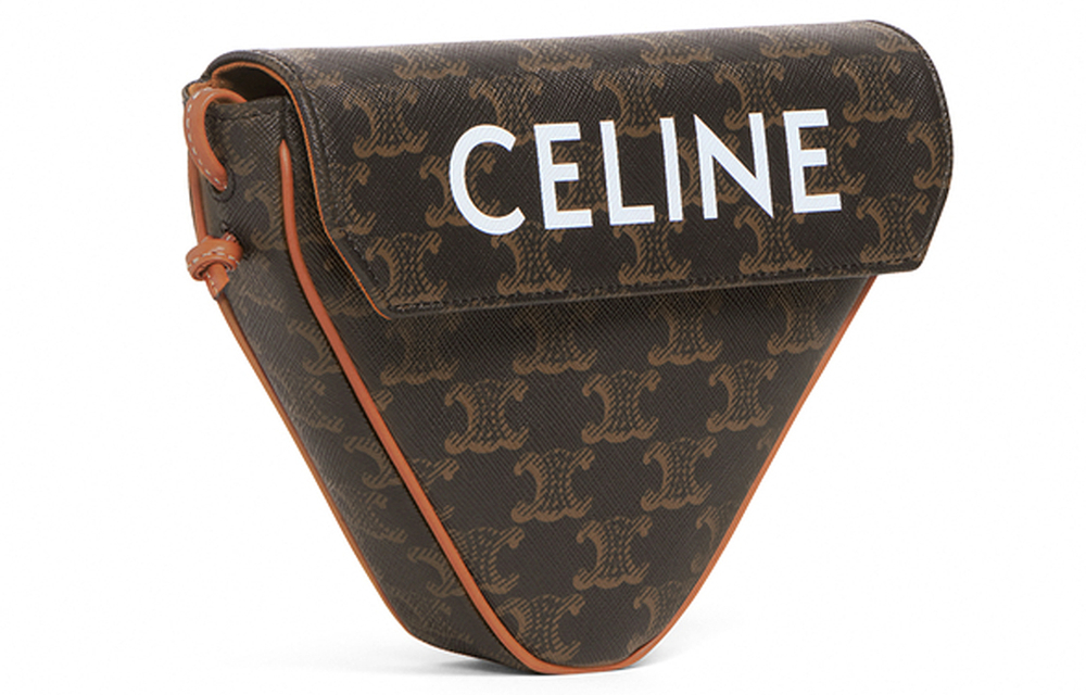 CELINE Cow Leather Triangle Bag, Shoulder Bag, Crossbody Bag Small Women"s Tawny