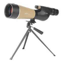 Зрительная труба Veber Snipe Super 20-60x80 WA WP на черном штативе, вид в три четверти