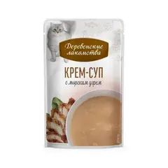 Деревенские лакомства консервы для кошек «Крем-суп с морским угрём