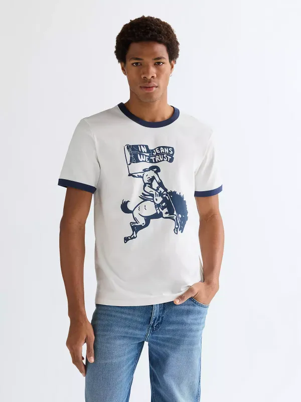 Футболка мужская WRANGLER RINGER TEE WORN WHITE
