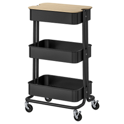 IKEA RÅSKOG  (ИКЕА РОСКОГ)  -  / NORRÅVA Тележка с крышкой - чёрный 35x45x77 см