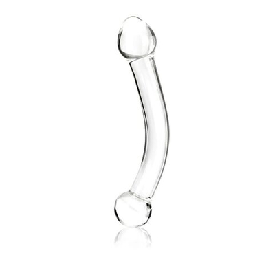 Прозрачный стеклянный фаллос для стимуляции точки G Curved Glass - 17 см. (Цвет: прозрачный)