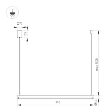 Подвесной линейный светильник 15W 3000К 036941(1) чёрный Umbra Arlight