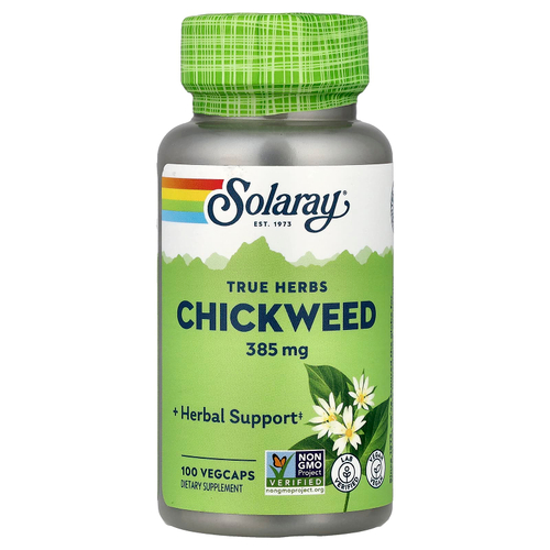 Solaray, True Herbs, звездчатка, 385 мг, 100 вегетарианских капсул