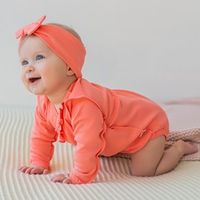 Боди-кимоно с рюшей и длинным рукавом "Коралл" 0+