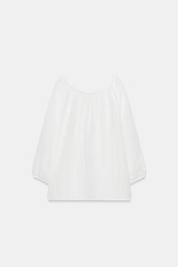 ZARA БЛУЗА ИЗ ЛЬНА — ZW COLLECTION, БЕЛЫЙ