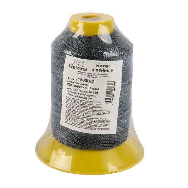 Нитки обувные Gamma 1500D/2, 183 м, (200 ярд), 346 т.серый