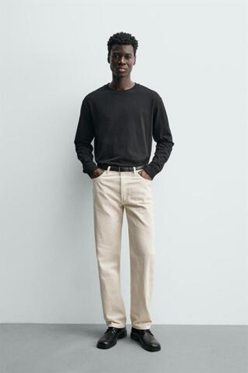 ZARA ДЖИНСЫ STRAIGHT FIT, ЖЕЛТОВАТО-БЕЛЫЙ