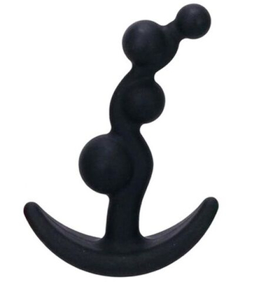 Чёрный анальный стимулятор с шариками Smiling Butt Plug - 8,9 см. (Цвет: черный)