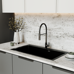 Смеситель для кухни 35k MIXLINE МЛНС-0402Г (MLSS-0402BL)черн.гиб. изл магнит, п/гайку ЧЕРНЫЙ ГРАФИТ