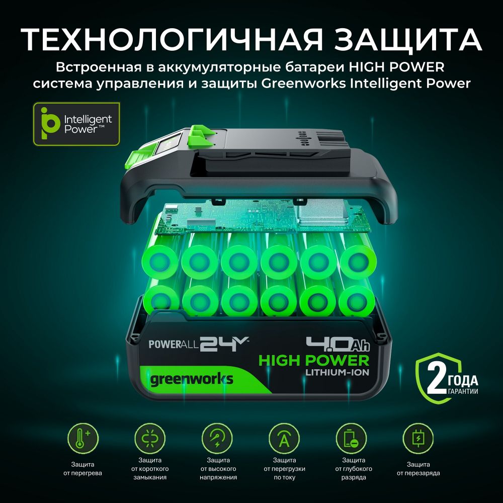 Аккумулятор Greenworks High Power G24HP4, 24V, 4Ач (2958907)