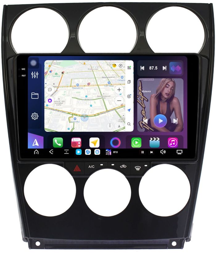Магнитола для Mazda 6 GG 2002-2007 - FarCar S500-TS20 монитор 9.5" 2K QLED на Android 14, Быстрейшая, CarPlay, 4G SIM-слот
