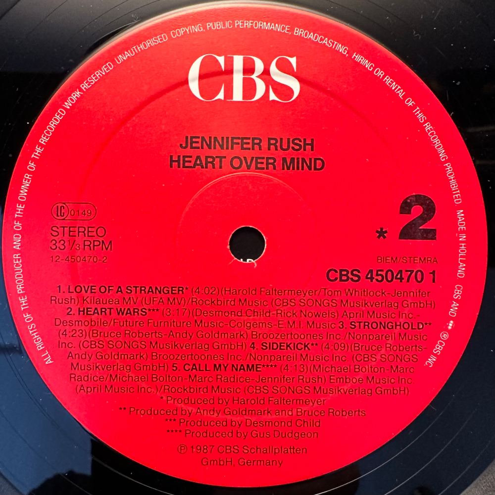 Jennifer Rush - Heart Over Mind (Europe 1987г.)