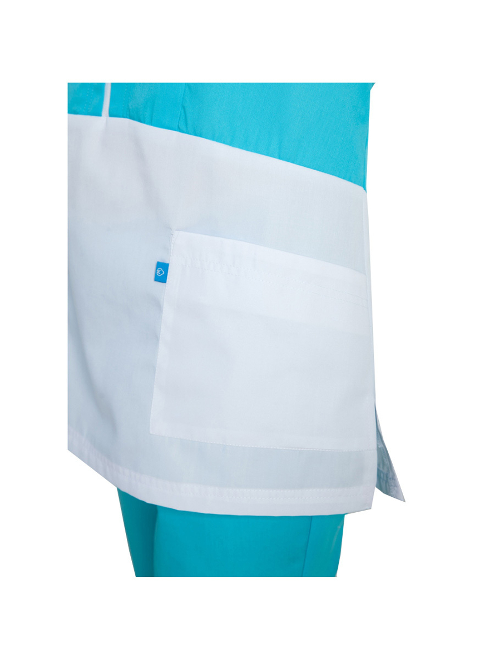 Туника медицинская женская White Wears WW125, белый-голубой, 50