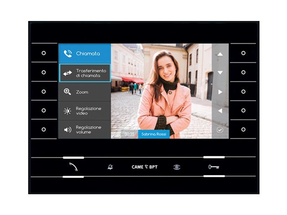FUTURA IP BK - Абонентское IP-устройство hands-free с цветным 7" дисплеем, сенсорными клавишами и питанием PoE, цвет чёрный лак