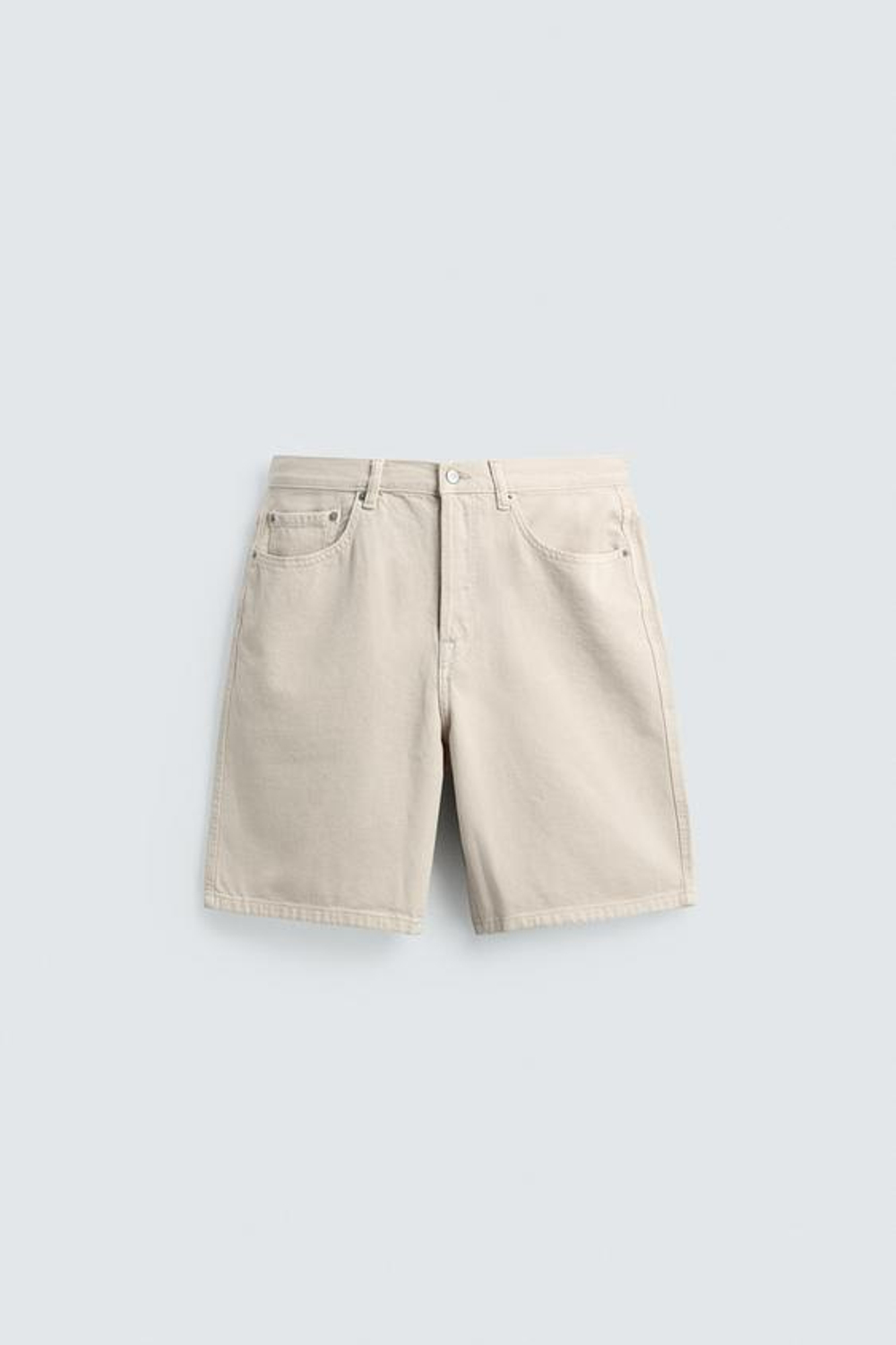 ZARA ДЖИНСОВЫЕ БЕРМУДЫ STRAIGHT FIT, ЖЕЛТОВАТО-БЕЛЫЙ