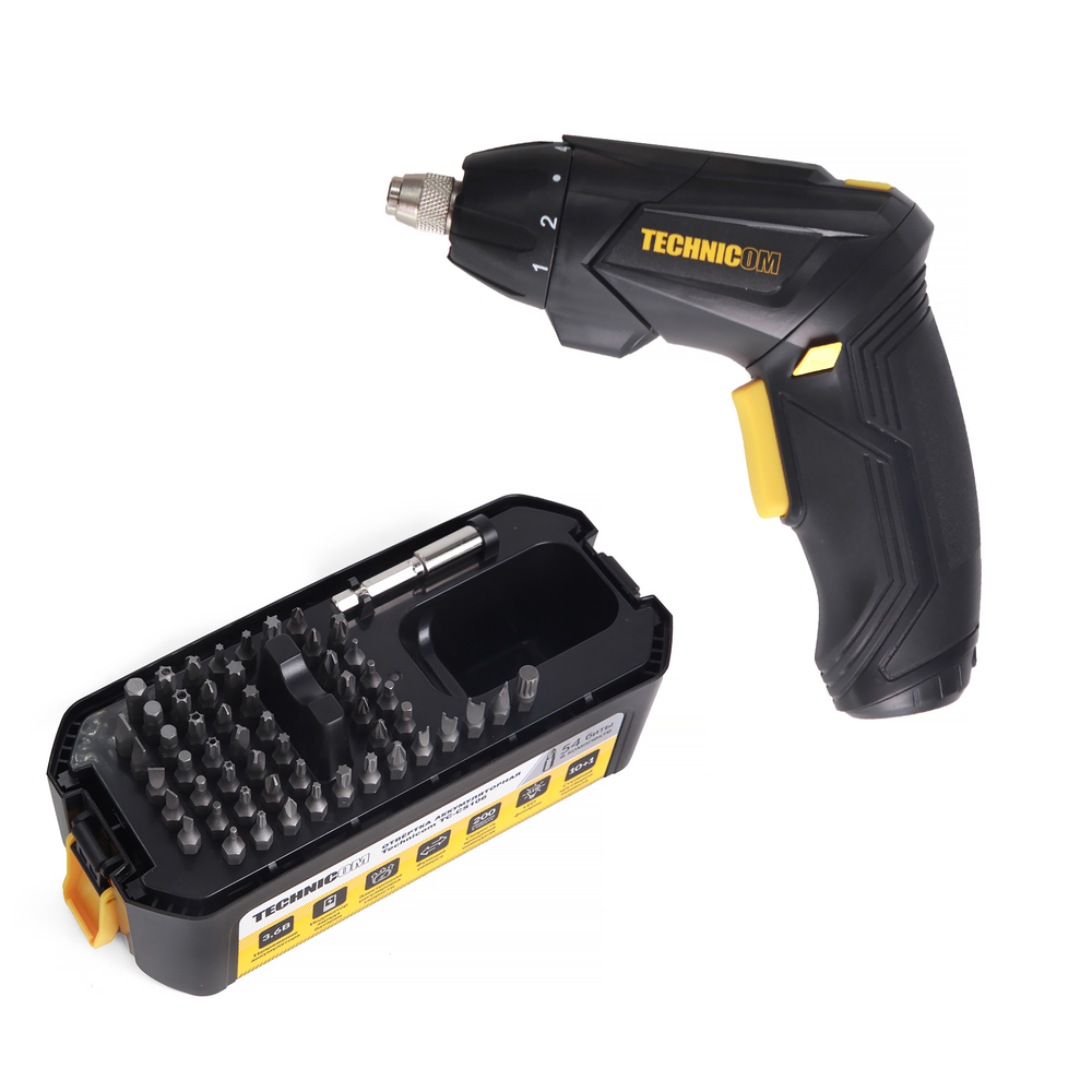 Отвёртка аккумуляторная TECHNICOM TC-CS106, 4В, 1.3Ач, 200 об/мин, LED фонарь, 10+1 ступеней крутящего момента