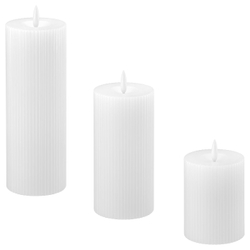 IKEA SILVERMÅS  (ИКЕА СИЛВЕРМОС)  -  Свеча столбик LED, набор 3 шт - на батарейках белая