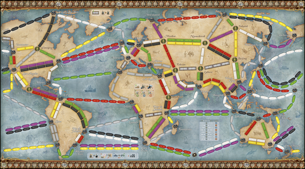 Ticket to Ride: Rails & Sails. Мировая карта
