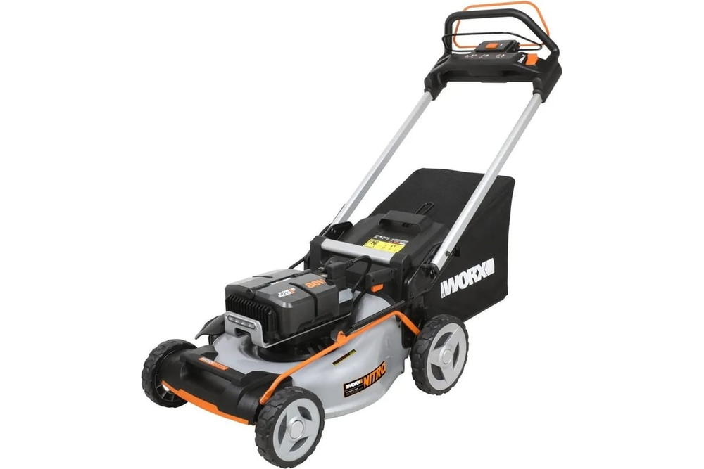Газонокосилка аккумуляторная бесщёточная самоходная WORX WG761E, 80 В,51 см, 4Ач х4,ЗУ 2А х2,коробка