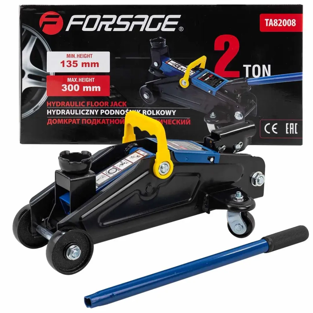 Домкрат подкатной гидравлический 2т (h min 135мм, h max 300мм) Forsage F-TA82008