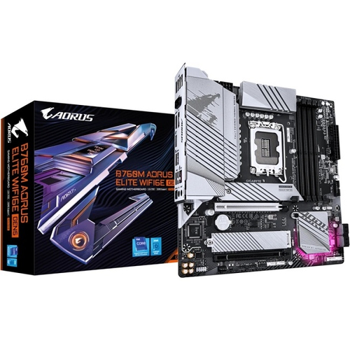 Материнская плата GIGABYTE B760M AORUS ELITE WIFI6E GEN5 (rev 1.1) (LGA1700/B760/4xDDR5/PCI-Ex16/M.2/Wi-Fi/DP/HDMI/mATX)
