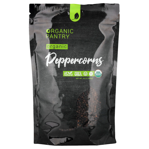 The Spice Lab, Organic Pantry, органический перец горошком, цельный, 453 г (16 унций)