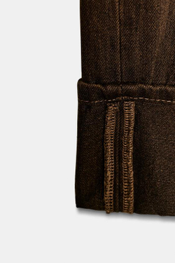 ZARA ДЖИНСЫ TRF С НИЗКОЙ ПОСАДКОЙ И ОТВОРОТАМИ, КОРИЧНЕВЫЙ