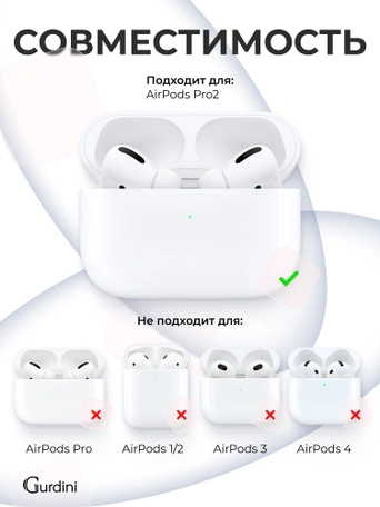 Чехол для Airpods Pro 2 Gurdini прорезиненный soft touch c карабином Темно Синий