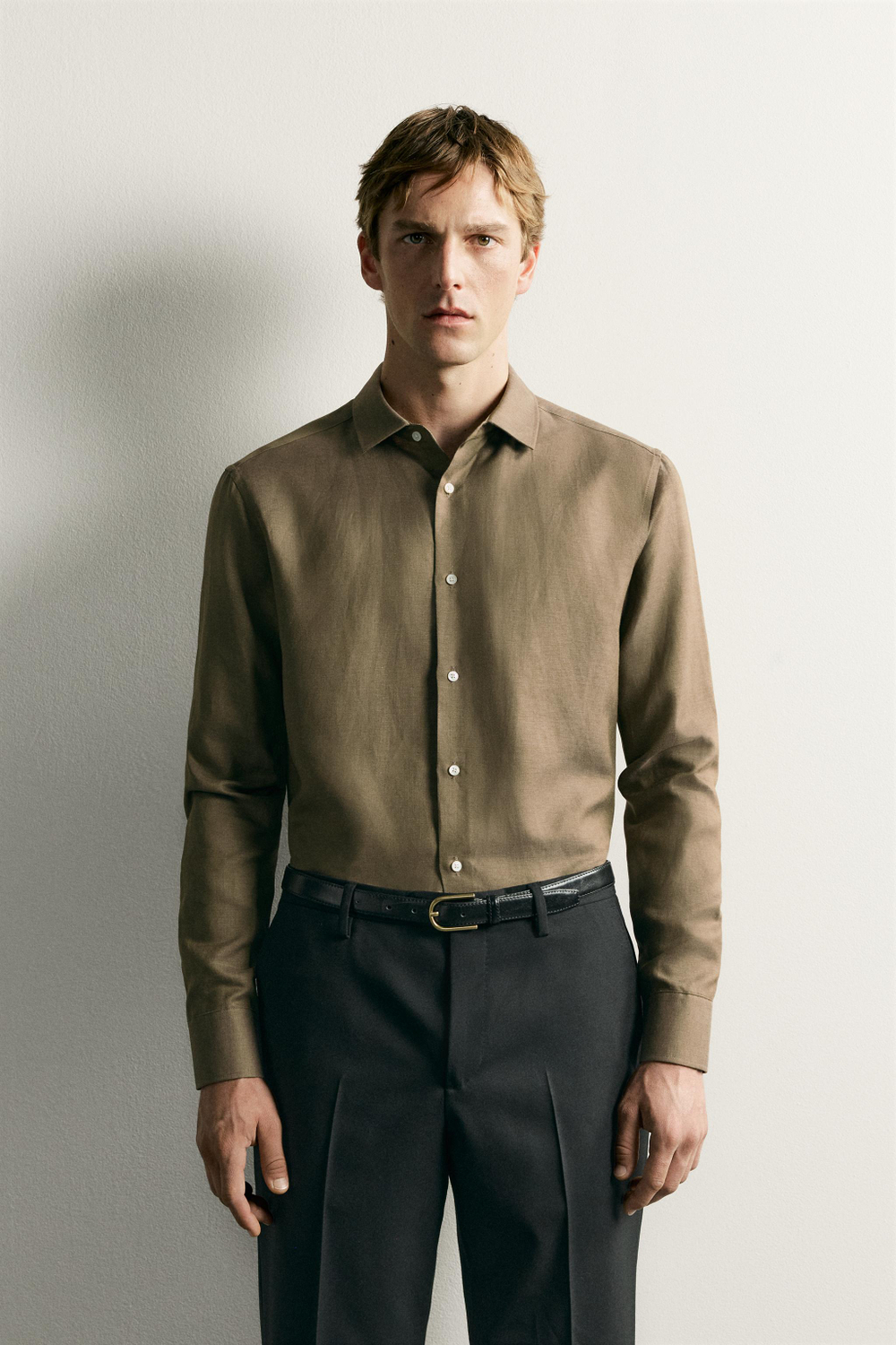 РУБАШКА REGULAR FIT ИЗО ЛЬНА И ЛИОЦЕЛЛА — ZARA