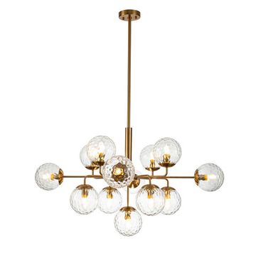 Подвесная люстра на штанге 13*E14 V000121 11008/13P Brass латунь Cocoon Indigo