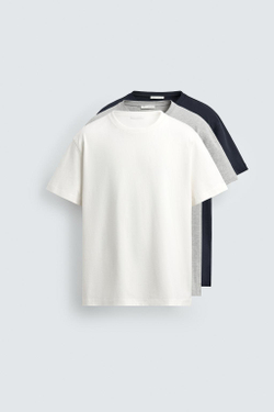 ZARA НАБОР ИЗ 3-Х БАЗОВЫХ ФУТБОЛОК MEDIUM WEIGHT, РАЗНОЦВЕТНЫЙ