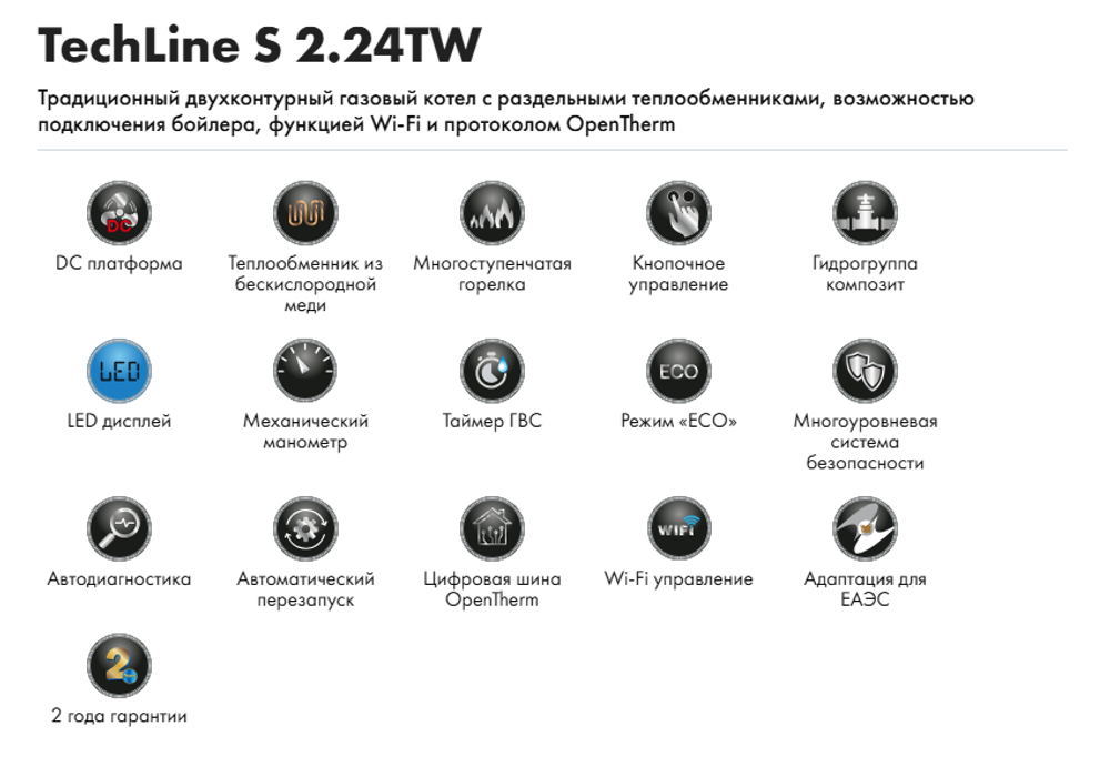 НАСТЕННЫЙ ГАЗОВЫЙ КОТЕЛ HAIER TECHLINE S 2.24TW