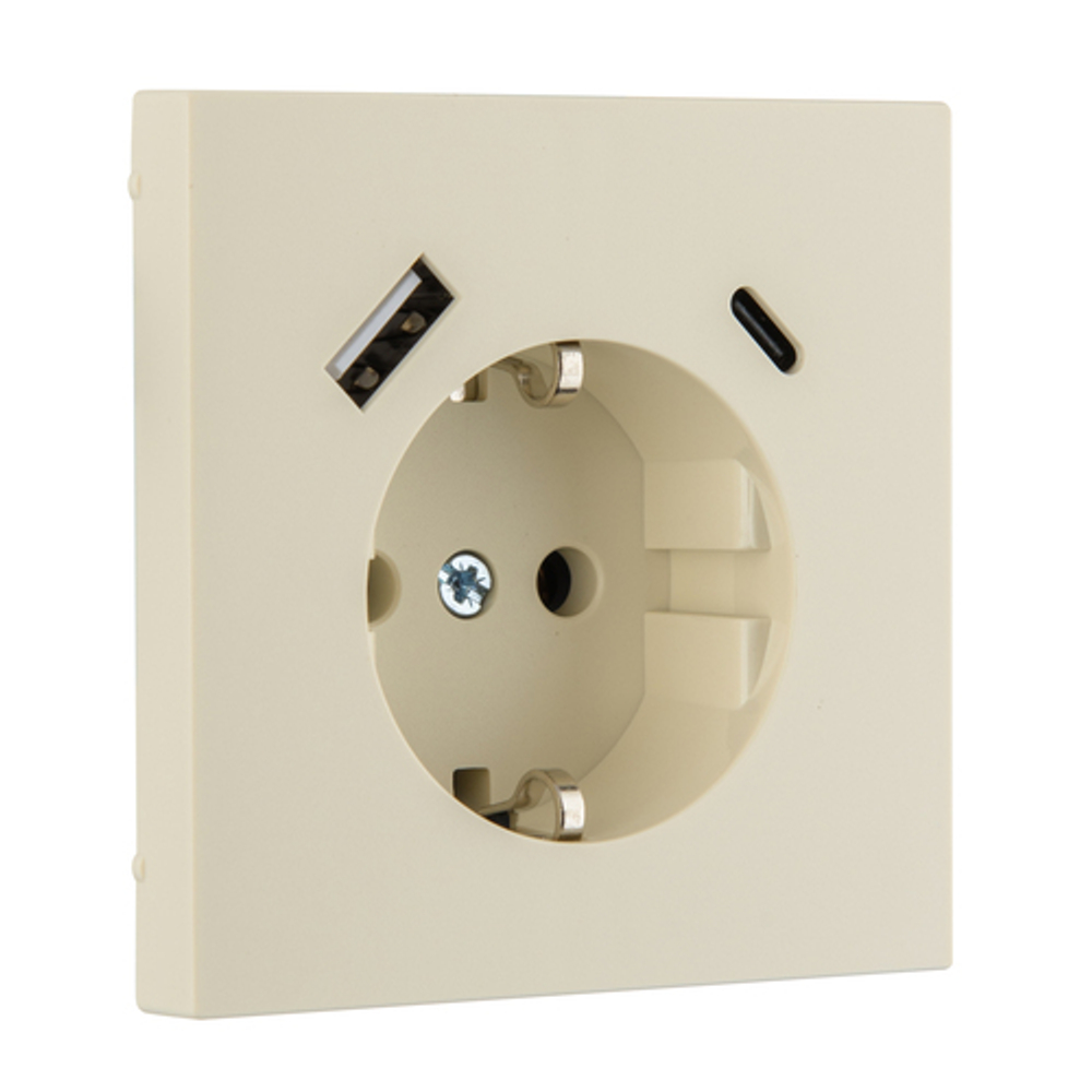 Розетка с USB, 16А 250В с зарядным (A+C) 3,4А LAVERO SUPERIOR 1031200303 слоновая кость матированная