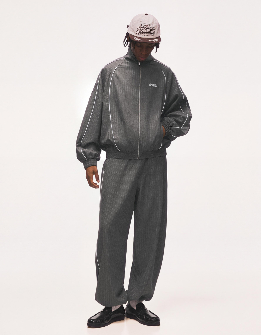Мужской пиджак oversize в тонкую полоску - BERSHKA