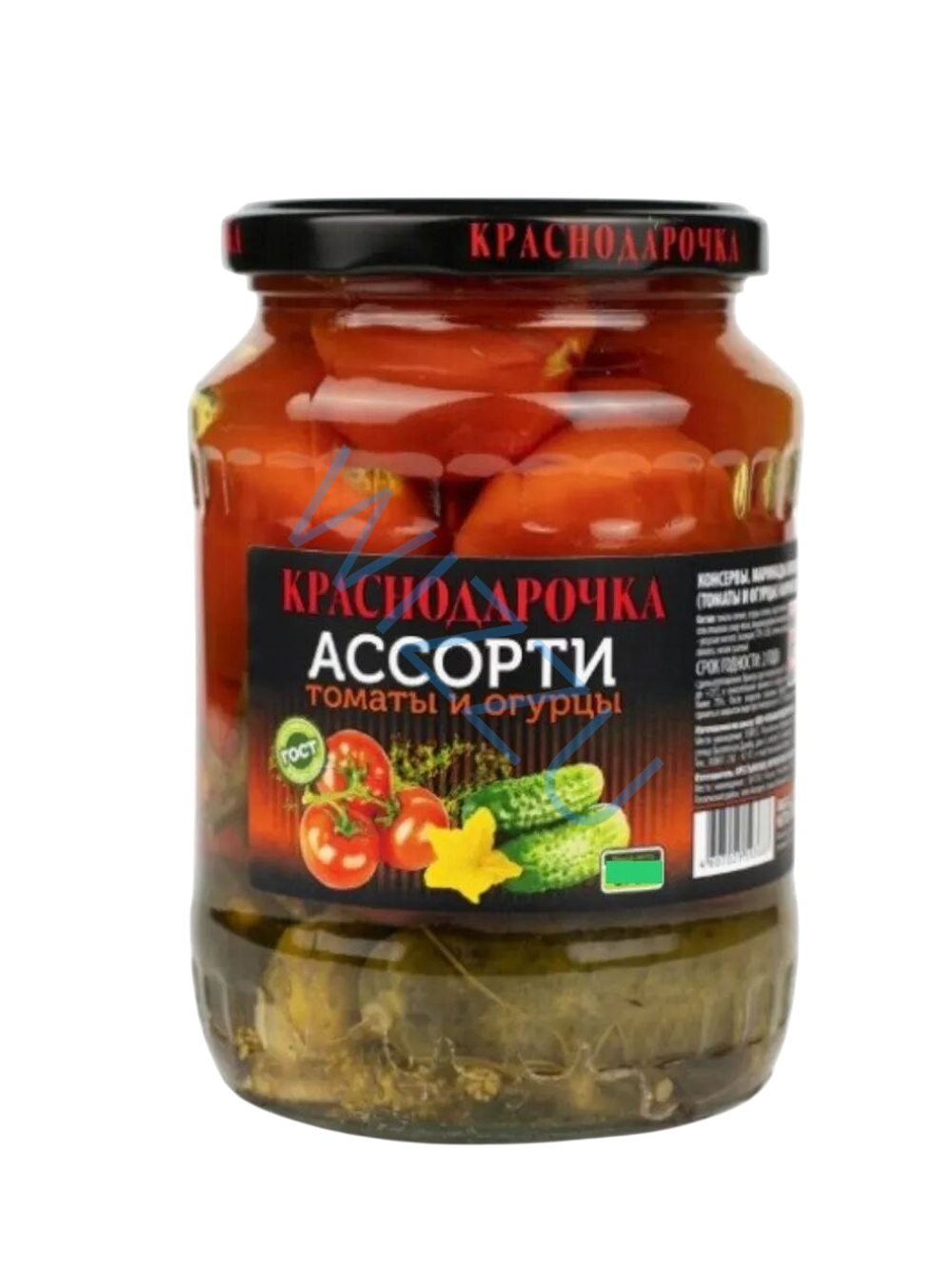 Ассорти томати и огурцы Краснодарочка маринованные 670 гр ст/б