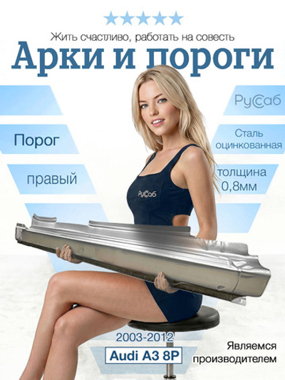 Порог правый Audi A3 8P 2003-2012 (Klokkerholm)
