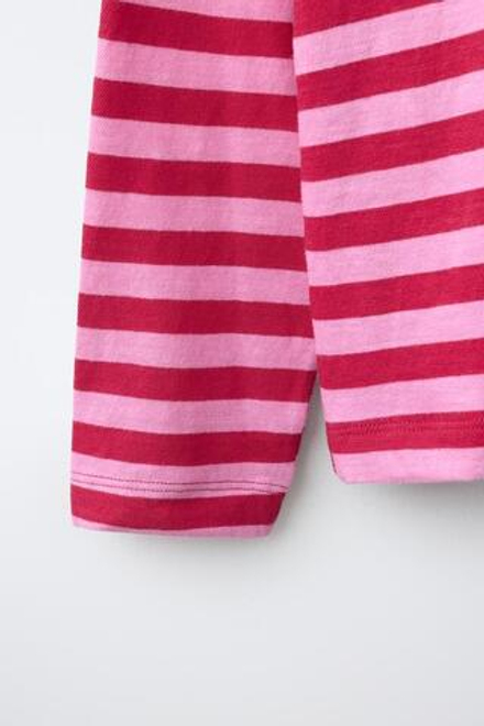 ZARA ФУТБОЛКА SOFT В ПОЛОСКУ, РОЗОВЫЙ