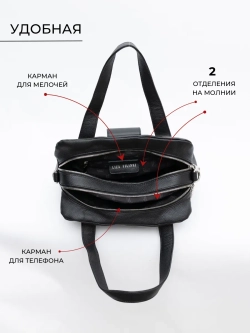 Сумка багет через плечо маленькая натуральная кожа