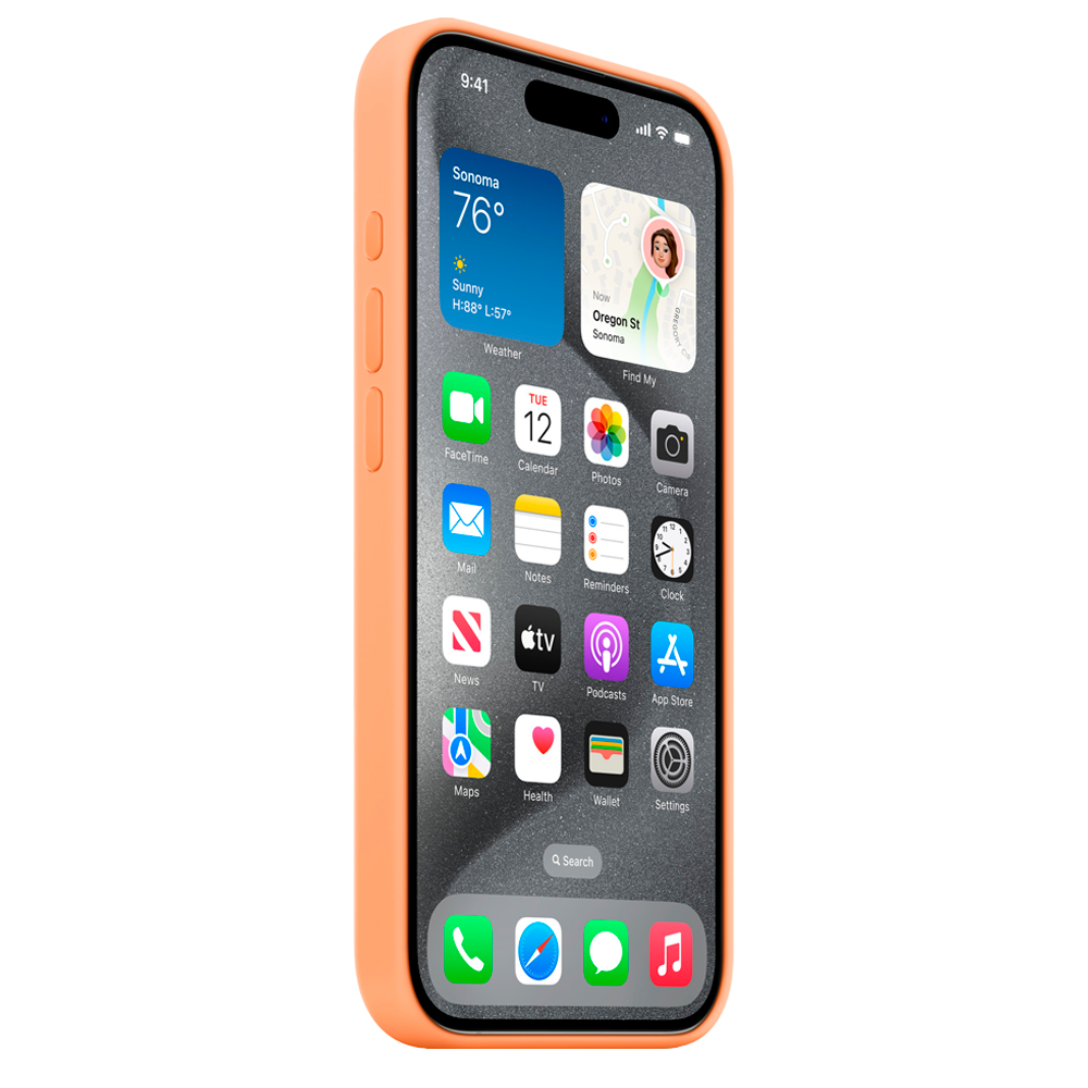 Силиконовый чехол с поддержкой MagSafe Apple Silicone Case для iPhone 15 Pro Max, Orange Sorbet (Апельсиновый сорбет)