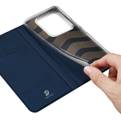 Чехол книжка из PU кожи синего цвета от Dux Ducis для смартфона Xiaomi 14T Pro, серия Skin Pro Series Case