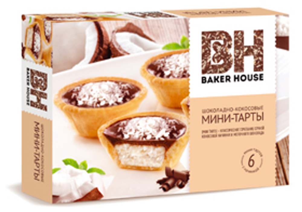 Мини-Тарты с кокосовой нач. Baker House 240г (8шт)