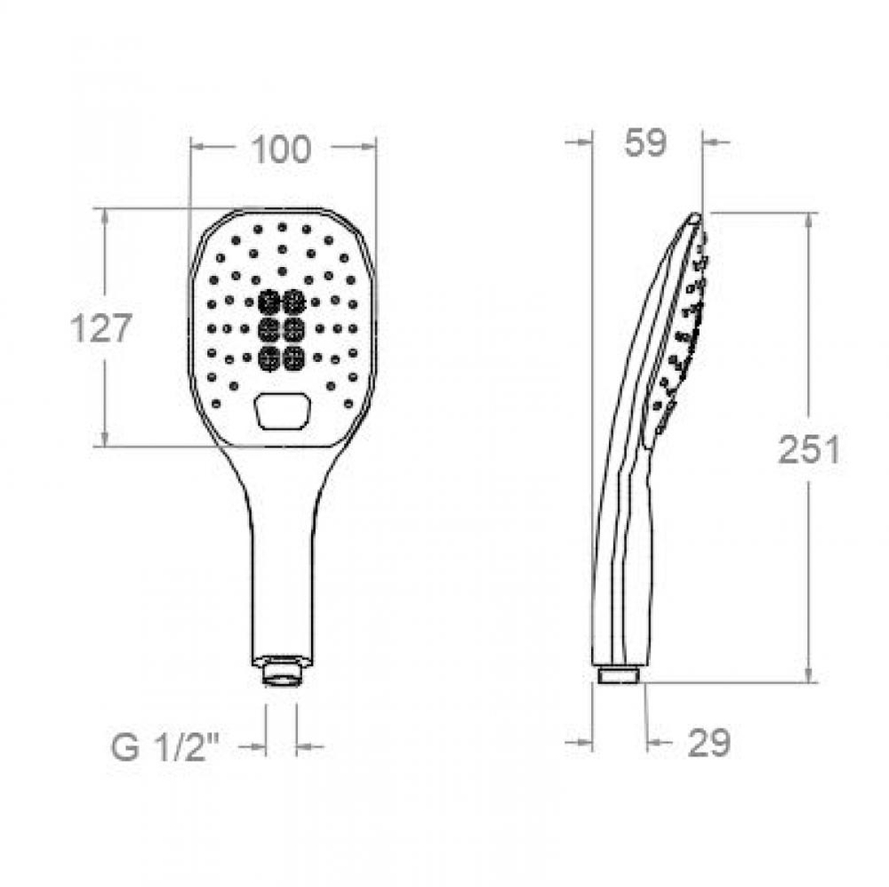 Душевая лейка овальная кнопка 3 режима ABS 4913К3