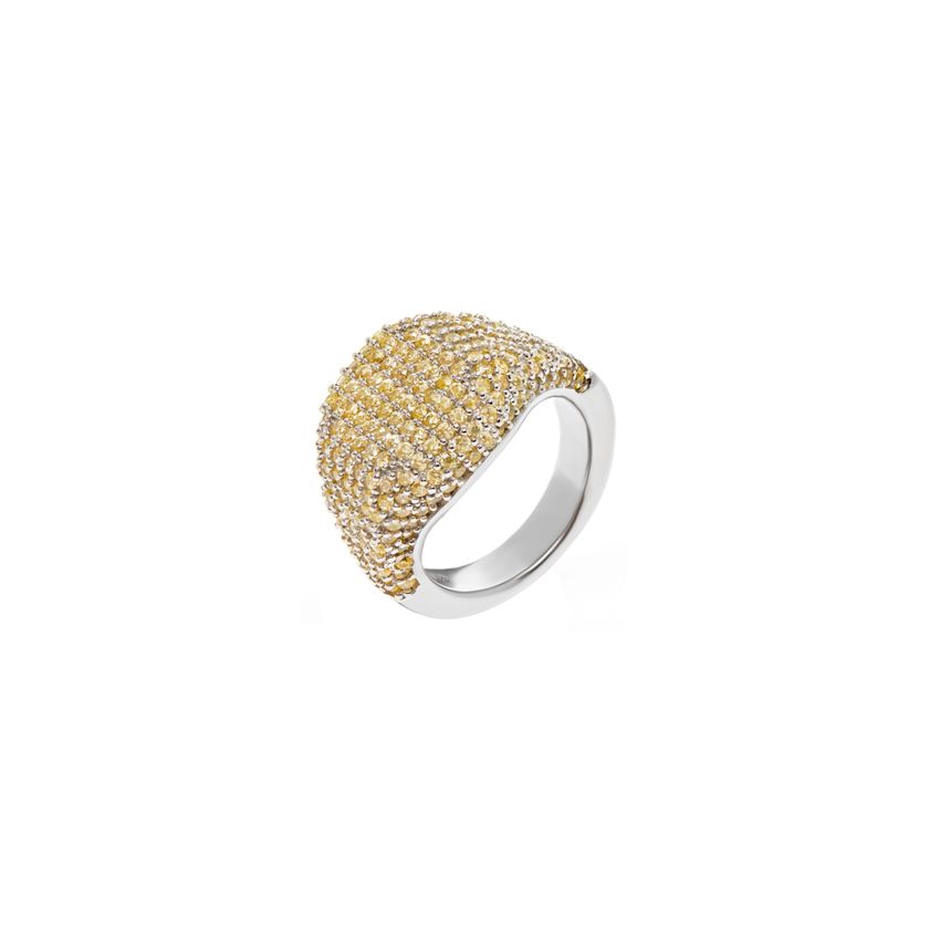 Pave Signet Ring - Yellow