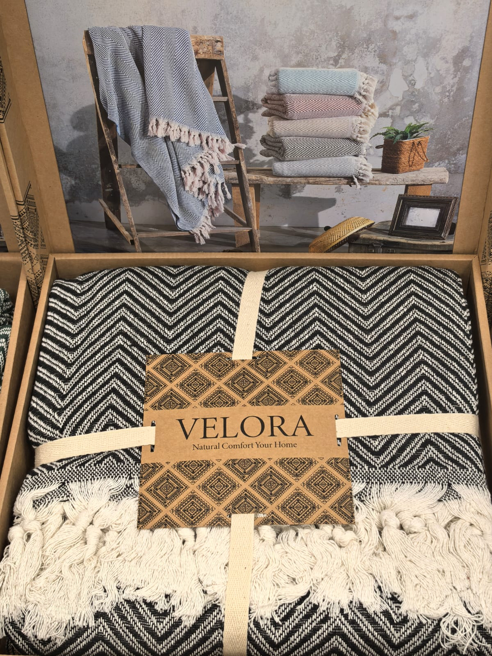 Velora Home Плед Двухцветный-2 V дизайн черный цвет 200х230 100% Хлопок