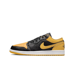 alt="Air Jordan 1 Low Yellow Ochre 553558-072 мужские кроссовки черно-желтые вид сбоку на белом фоне"